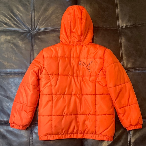 Puma Puffer Jacket. Orange Puffer Jacket. Winter Coat. - Picture 2 of 3
